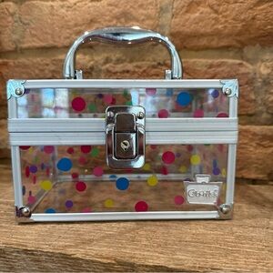Vintage Reteo Caboodles Clear Makeup Case with Colorful Dots